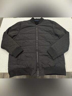 Apt. 9 Men's Black Quilted Sherpa Lined Mixed Media Varsity Bomber Jacket Sz XL
